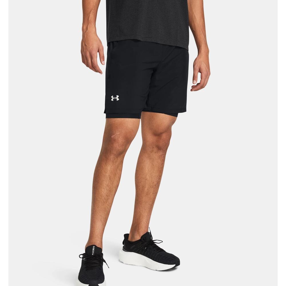 NWT Under Armour UA Launch Men's 2-in-1 7" Shorts in Black size Medium